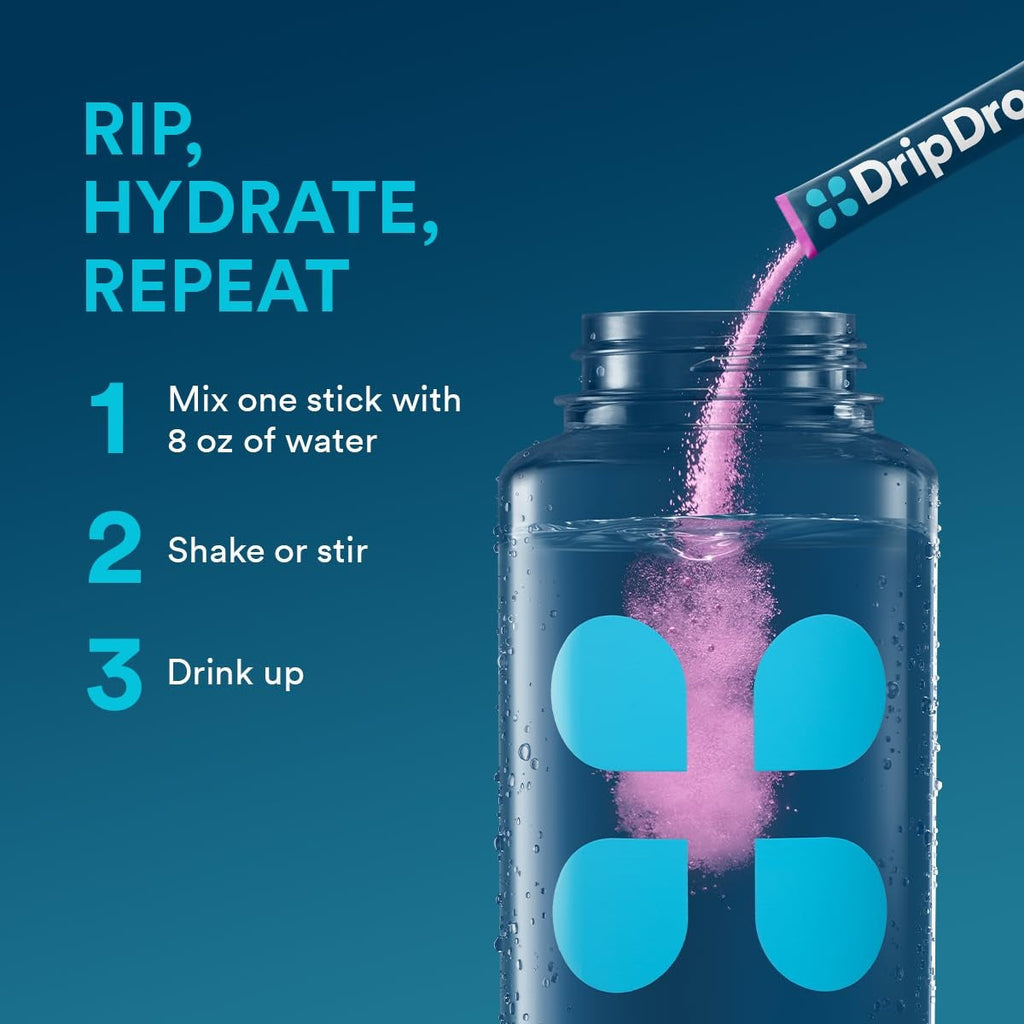 DripDrop Bold Variety Pack Electrolyte Powder, 8 oz sticks, 32 count