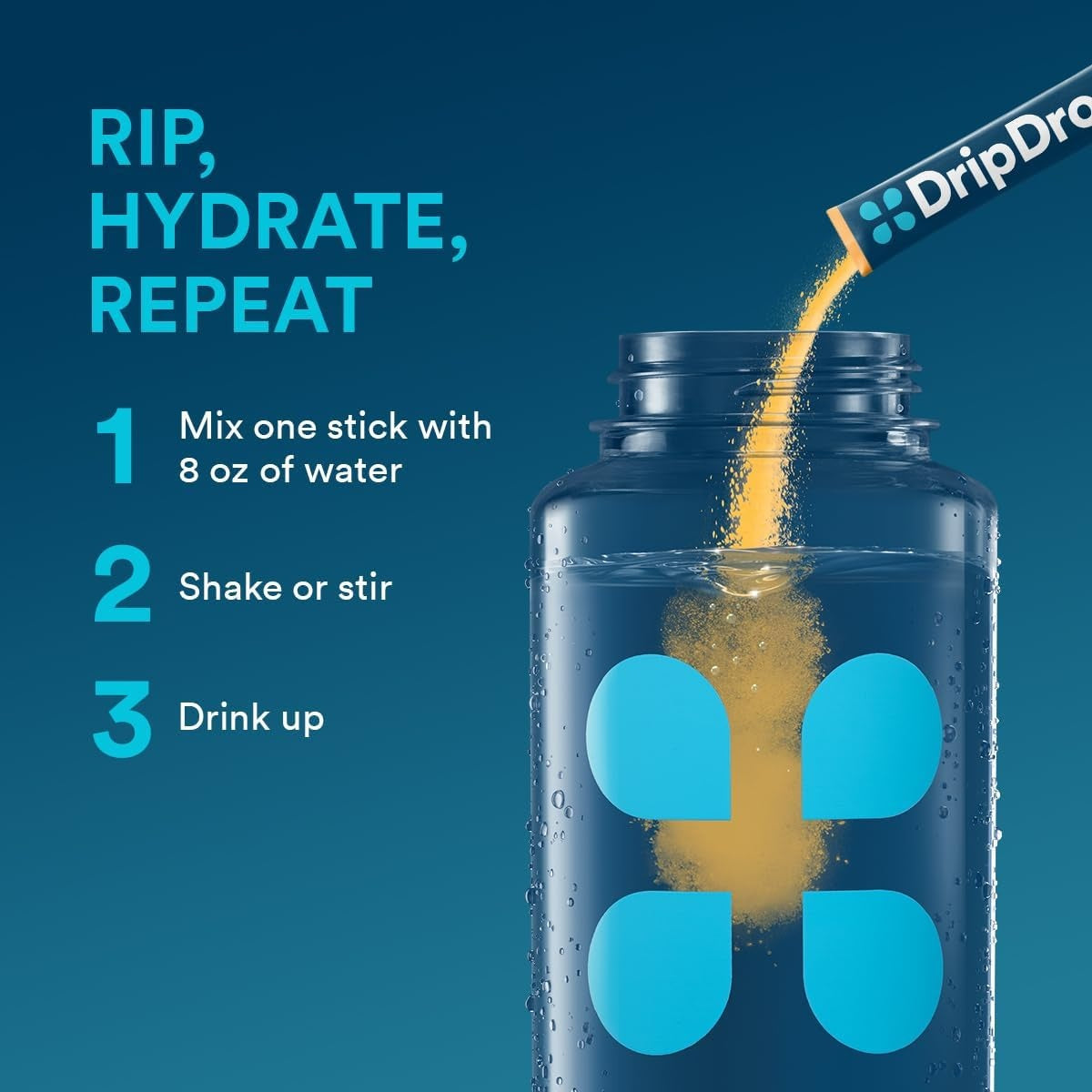 DripDrop Tropical Variety Pack Electrolyte Powder, 8 oz sticks, 32 count